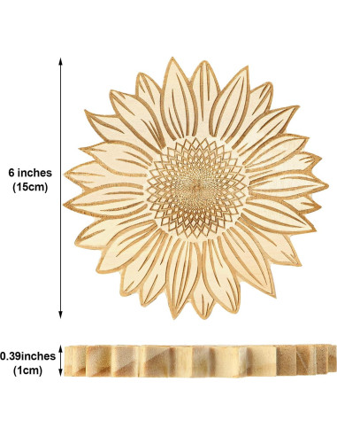 2 Posavasos de Madera Newtay Girasol 15 cm Antideslizantes
