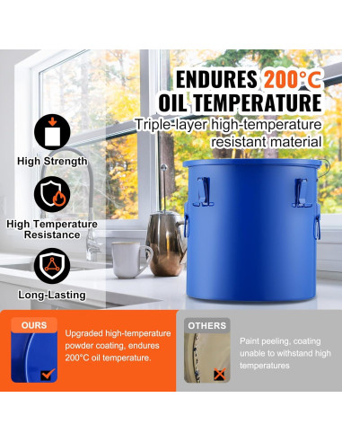 Cubo de Grasa VEVOR 10 Galones Acero al Carbono Azul