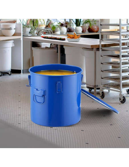 Cubo de Grasa VEVOR 10 Galones Acero al Carbono Azul