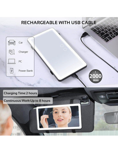 Espejo de Visera de Sol Vanmirr VM08-2 con Luz LED Regulable