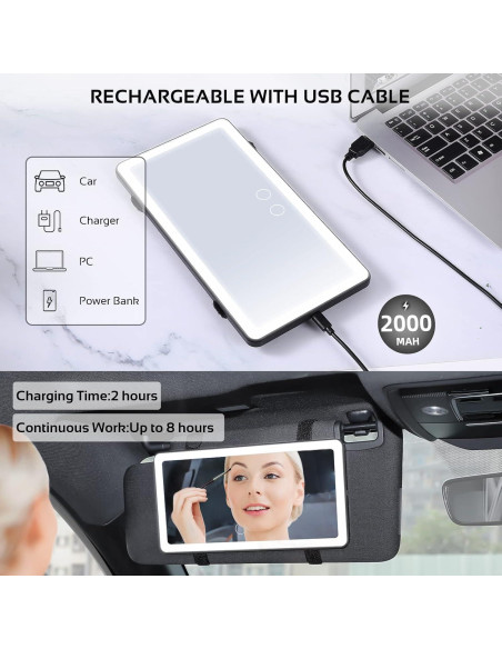 Espejo de Visera de Sol Vanmirr VM08-2 con Luz LED Regulable