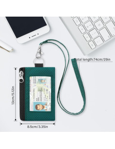 Billetera RFID Minimalista ZHOMA Verde Oscuro con Cordón 2