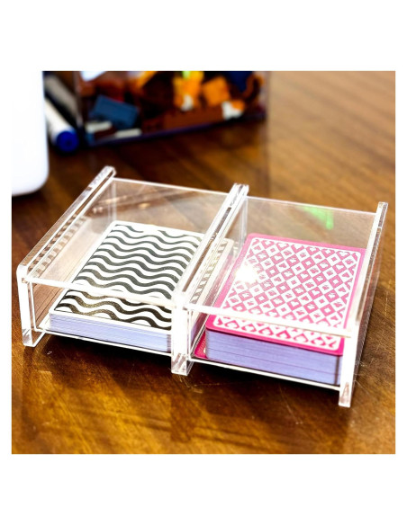 Caja Acrílica para Cartas de Juego Doble Deck 15.24x11.43cm