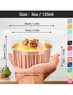 Tazas de Hornear Desechables EUSOAR 5oz Aluminio 50pcs 2