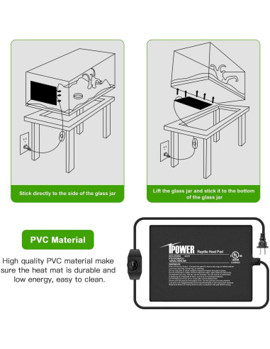 Almohadilla Térmica para Reptiles iPower 15x20cm 8W Ajustable