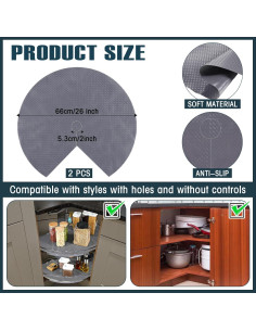 Forros de Estante Lazy Susan SiliFine 66 cm Antideslizantes - 2 Pcs 2