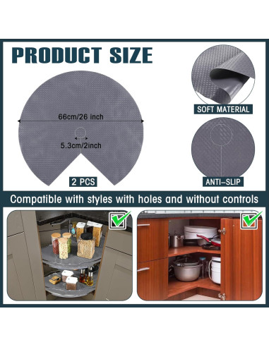 Forros de Estante Lazy Susan SiliFine 66 cm Antideslizantes - 2 Pcs