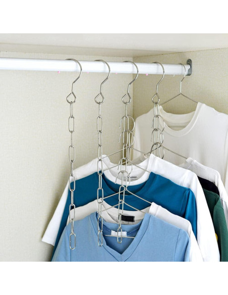 4 Organizadores de Closet Luzen Acero Inoxidable Ahorra Espacio 4 Organizadores de Closet Luzen Acero Inoxidable Ahorra Espacio