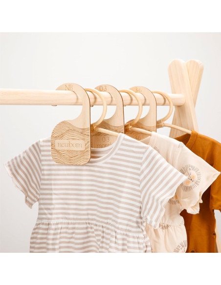 Divisores de Closet para Bebés Whitluck - 8 Perchas de Madera Divisores de Closet para Bebés Whitluck - 8 Perchas de Madera