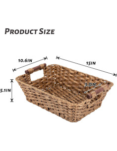 Cesta de Almacenamiento de Mimbre Rlosjin 38x27x13 cm Gris 2