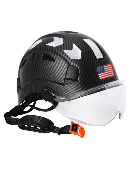Casco de seguridad Aolamegs fibra de carbono negro con visera