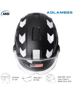 Casco de seguridad Aolamegs fibra de carbono negro con visera 2