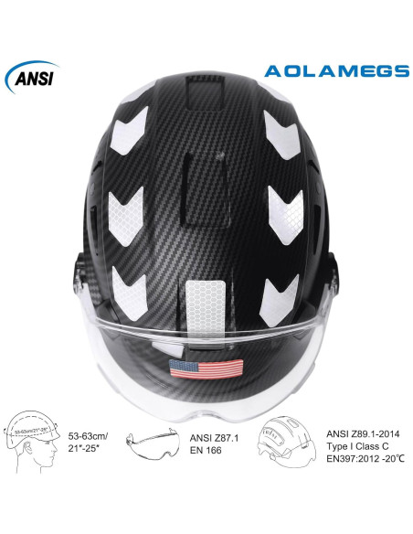 Casco de seguridad Aolamegs fibra de carbono negro con visera