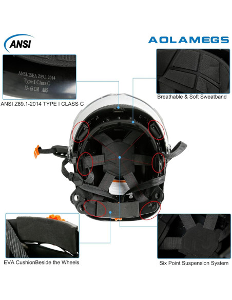 Casco de seguridad Aolamegs fibra de carbono negro con visera