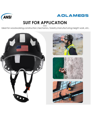 Casco de seguridad Aolamegs fibra de carbono negro con visera