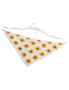 Bufanda de Cabeza de Crochet FZBNSRKO Diadema Floral Blanca