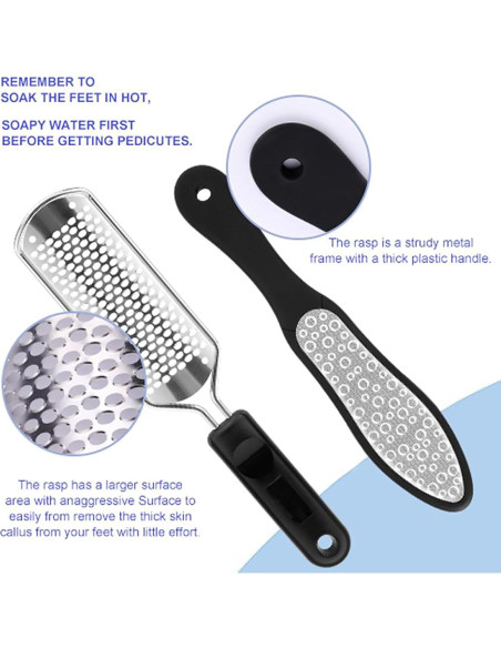 Raspador de pies Oneleaf 2PCS acero inoxidable para pedicura