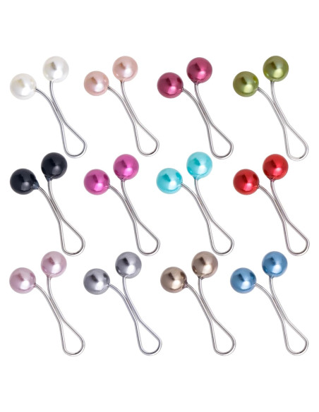 12 Alfileres de Hijab Metal y Perlas Sintéticas para Mujeres