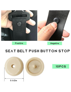 10 Botones de Parada de Cinturón de Seguridad FSTURIOS Beige 2