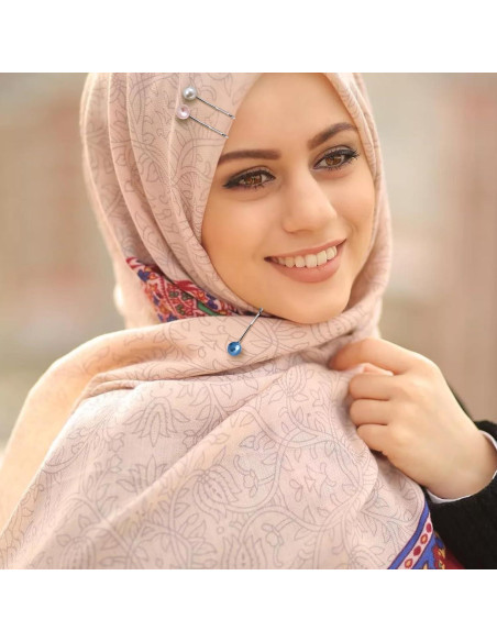 12 Alfileres de Hijab Metal y Perlas Sintéticas para Mujeres