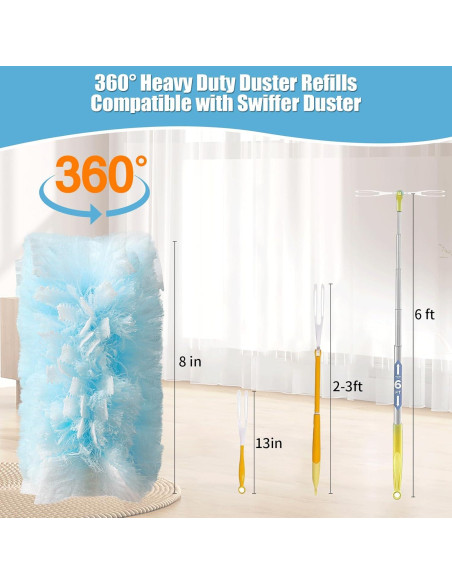 60 Recargas Plumero Electrostático Senowi + Mango Corto