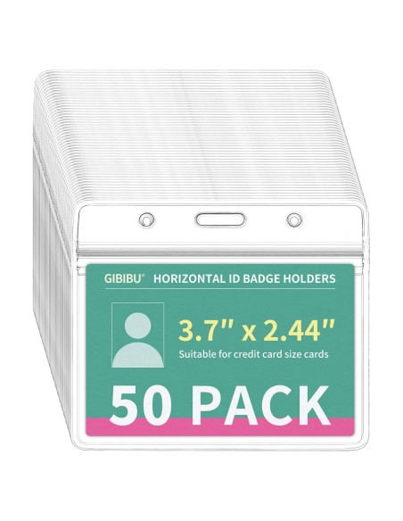 50 Fundas de Identificación GIBIBU Horizontal con Cierre