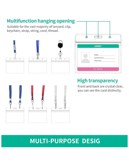 50 Fundas de Identificación GIBIBU Horizontal con Cierre