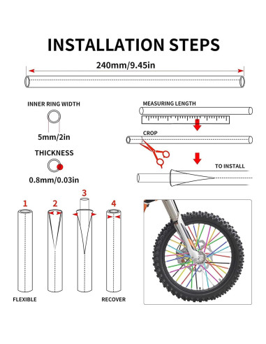 Cubiertas de Radios Decorativas PSLER 72 PCS para Motocicletas
