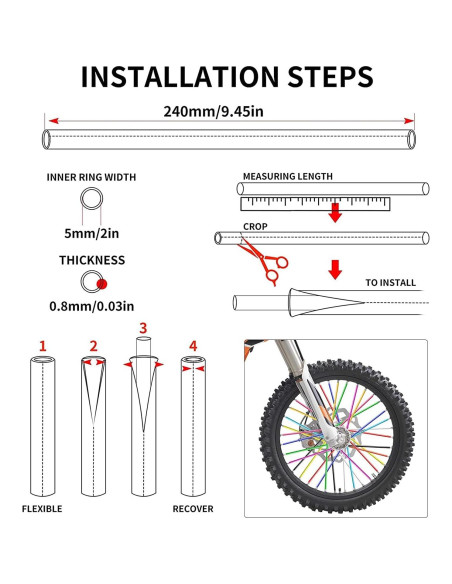 Cubiertas de Radios Decorativas PSLER 72 PCS para Motocicletas