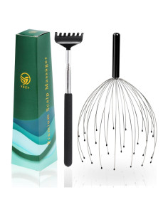 Masajeador de Cabeza YEZY 28 Dedos y Rascaespaldas Negro