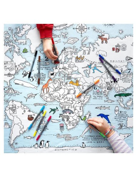 Mantel de Coloración Mapa Mundial eatsleepdoodle 83.8x139.7cm