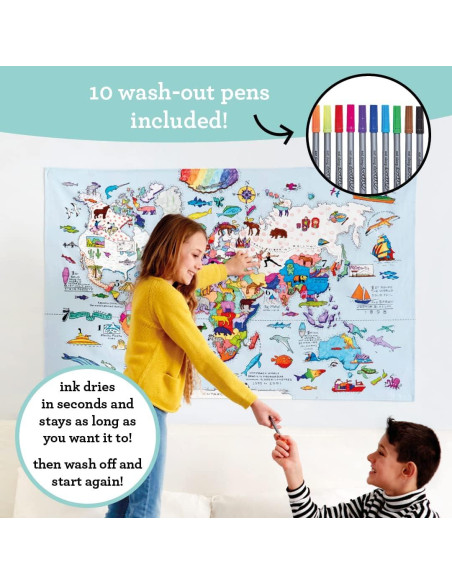 Mantel de Coloración Mapa Mundial eatsleepdoodle 83.8x139.7cm