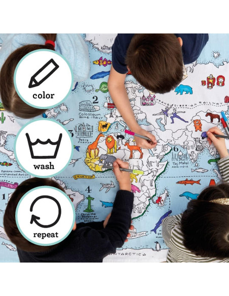 Mantel de Coloración Mapa Mundial eatsleepdoodle 83.8x139.7cm