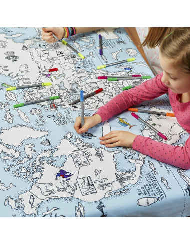 Mantel de Coloración Mapa Mundial eatsleepdoodle 83.8x139.7cm