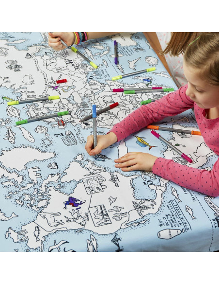 Mantel de Coloración Mapa Mundial eatsleepdoodle 83.8x139.7cm