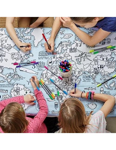 Mantel de Coloración Mapa Mundial eatsleepdoodle 83.8x139.7cm