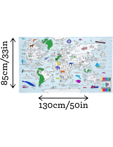 Mantel de Coloración Mapa Mundial eatsleepdoodle 83.8x139.7cm