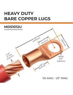 Conectores de Terminales de Anillo de Cobre SELTERM 1/0 AWG 5 Pcs 2