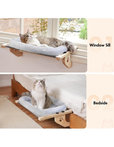 Perch de Ventana para Gatos AMOSIJOY 62x38cm Resistente