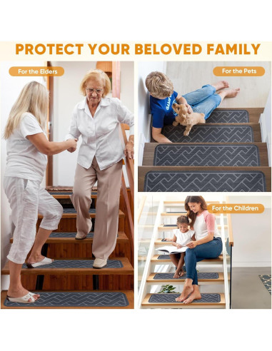 15 Alfombrillas Antideslizantes para Escaleras Dayacoco 20x76 cm Gris