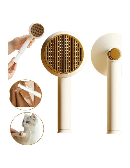 Cepillo Slicker Autolimpiante BoBow para Mascotas - Aseo Eficaz