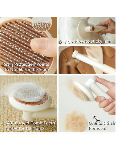 Cepillo Slicker Autolimpiante BoBow para Mascotas - Aseo Eficaz