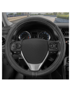 Cubierta de Volante de Cuero Sintético Motor Trend 38 cm Negra