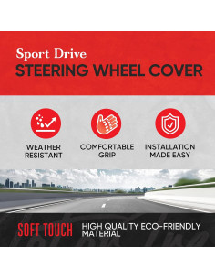 Cubierta de Volante de Cuero Sintético Motor Trend 38 cm Negra 2