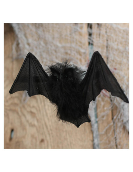 Juego de 2 Murciélagos Negros Colgantes con Plumas - Decoración Halloween