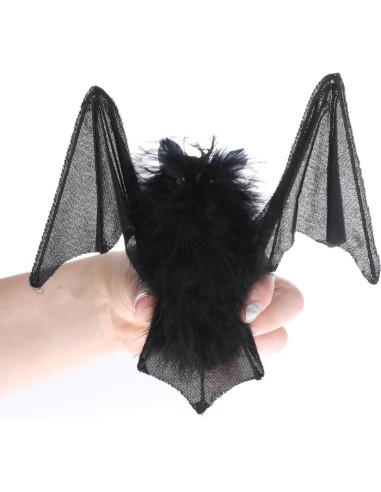 Juego de 2 Murciélagos Negros Colgantes con Plumas - Decoración Halloween