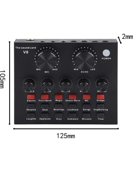 Tarjeta de Sonido Externa V8 USB Mezclador de Audio KTV