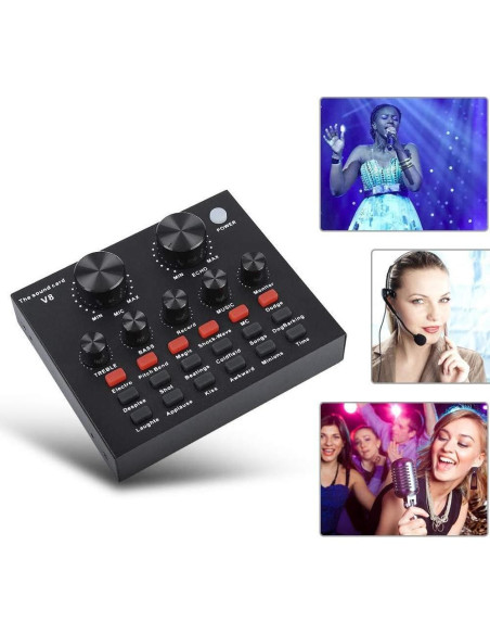 Tarjeta de Sonido Externa V8 USB Mezclador de Audio KTV