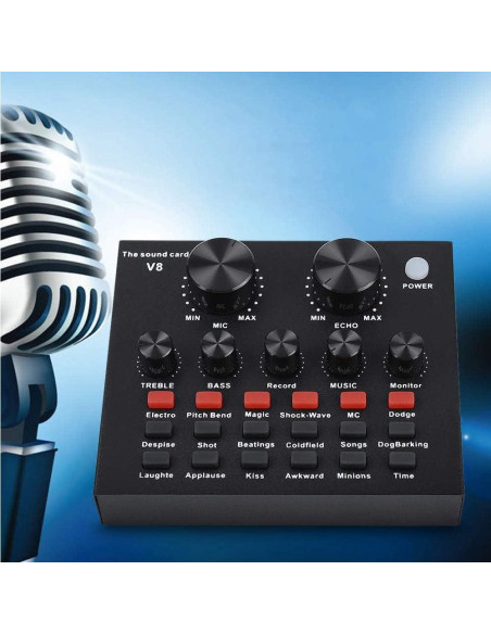 Tarjeta de Sonido Externa V8 USB Mezclador de Audio KTV