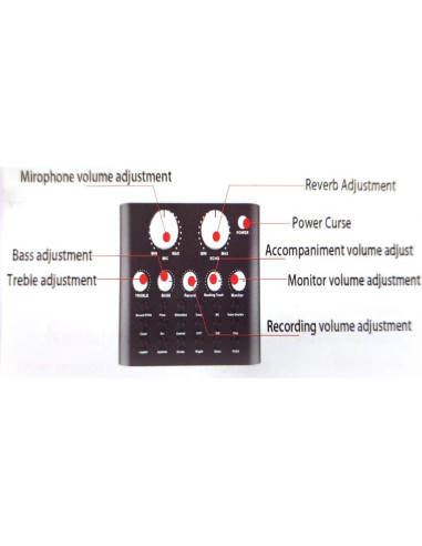 Tarjeta de Sonido Externa V8 USB Mezclador de Audio KTV